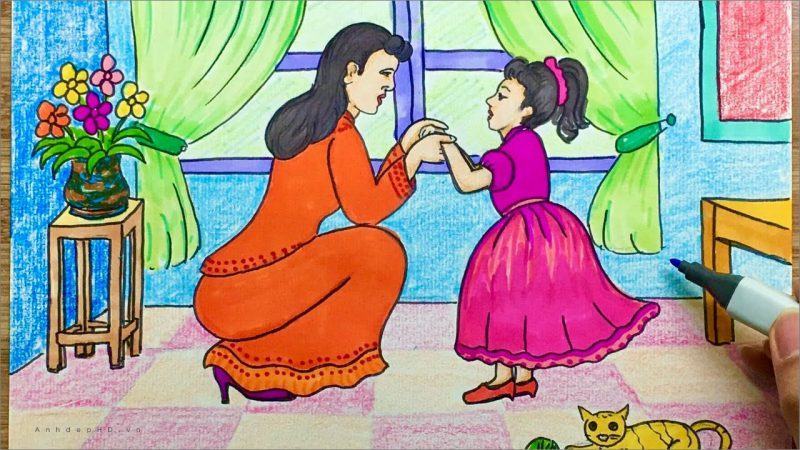 Hình ảnh Vẽ Tay Mẹ Và Con Gái Trang Phục Cha Mẹ Con PNG Miễn Phí Tải Về   Lovepik