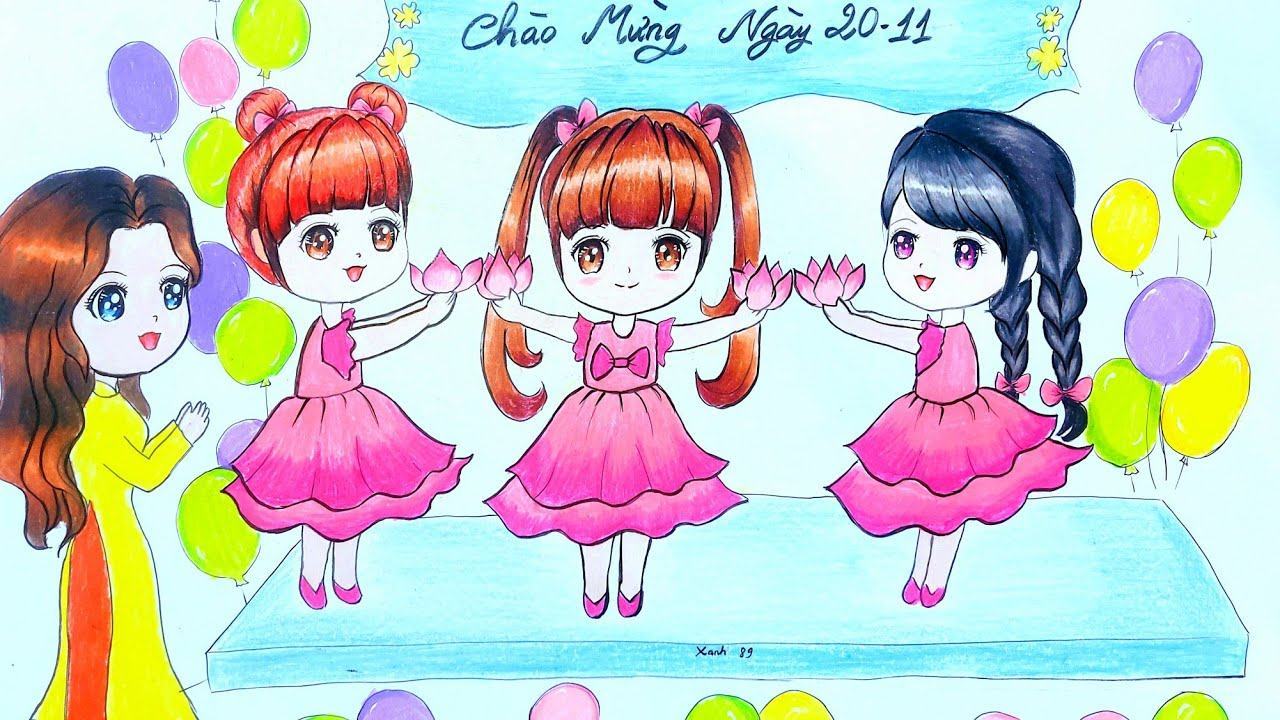 Vẽ đầu 20/11 Anime Chibi đẹp