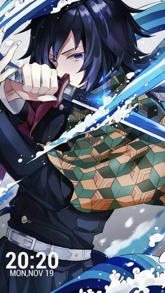 Hình ảnh anime mát mẻ của một người đàn ông với hai thanh kiếm màu xanh