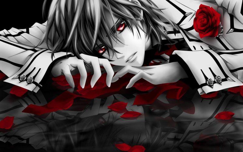 một nhân vật anime nam ngầu nằm trên đống máu