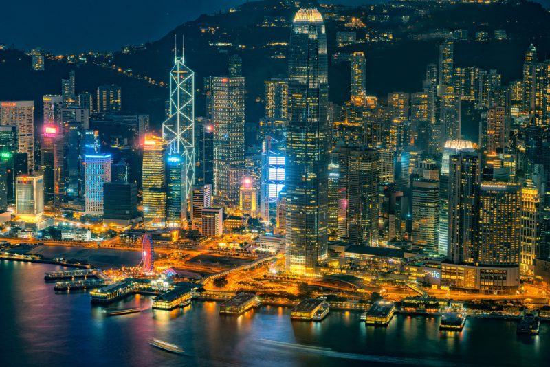 Cảnh quan thành phố Hồng Kông về đêm