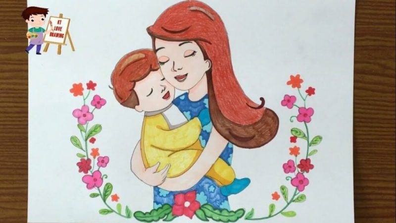 Vẽ tranh 20/10 về tình yêu thương của mẹ dành cho con