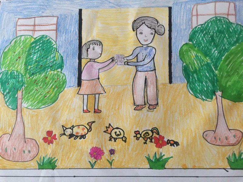 Vẽ tranh chủ đề 20/10 cho học sinh lớp 2 về mẹ
