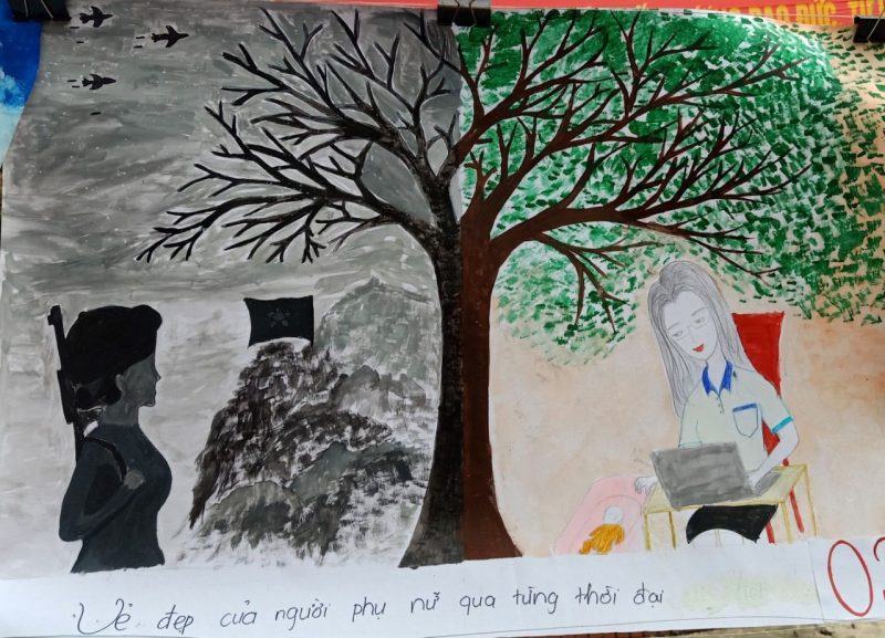 Vẽ 20-10 về sự hy sinh của phụ nữ Việt Nam trong kháng chiến năm xưa