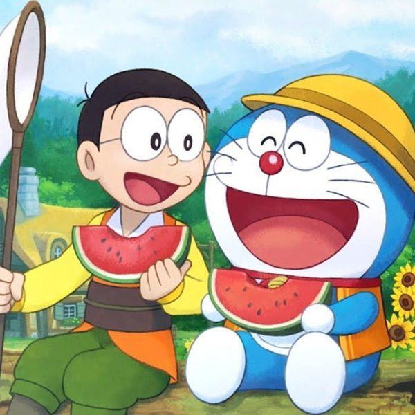 Avatar Doraemon và Nobita vui vẻ ăn dưa hấu