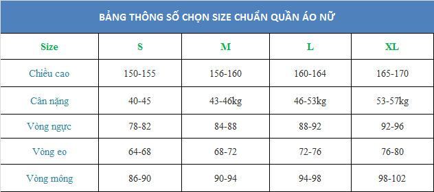 Bảng size quần áo nữ chuẩn mới nhất 2023 để lựa chọn size chính xác