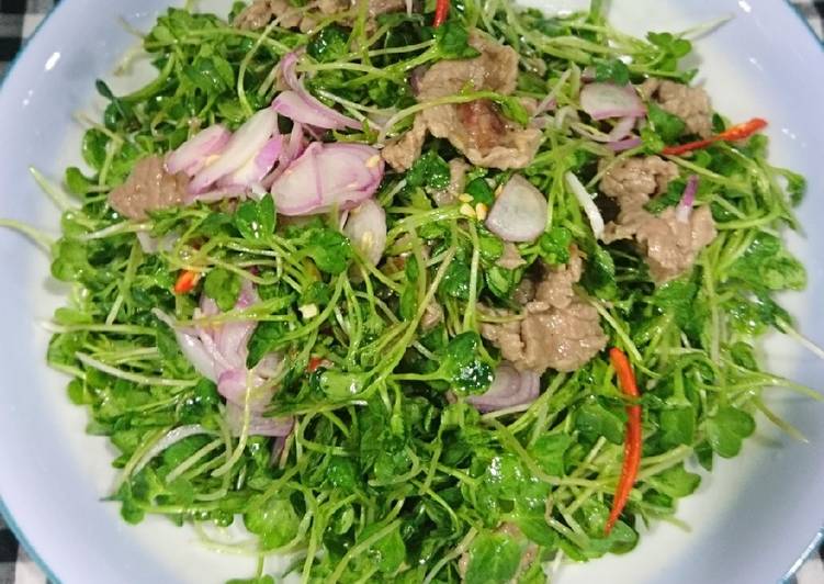 thịt bò xào rau mầm