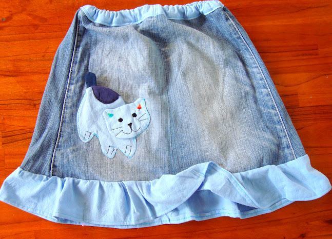 Tái chế quần jeans cũ thành váy cho bé gái - BiO Handmade