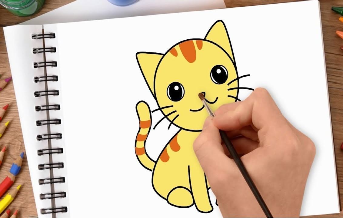Cách vẽ con mèo đơn giản cute đẹp, Hình vẽ mẫu con mèo cute ...