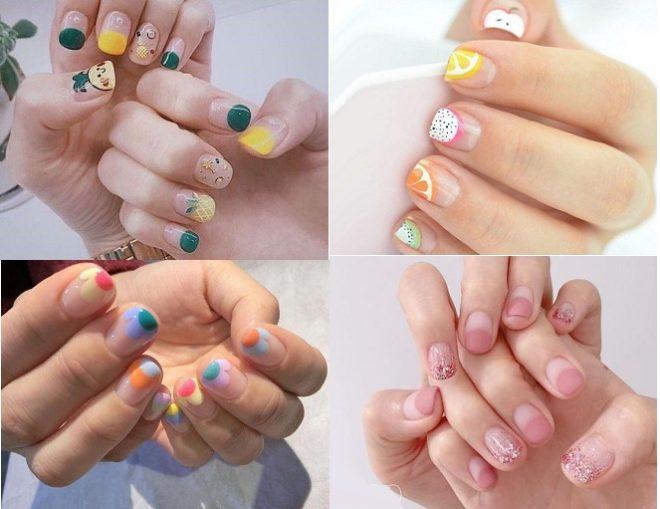 các mẫu nail sơn nửa móng dịu dàng