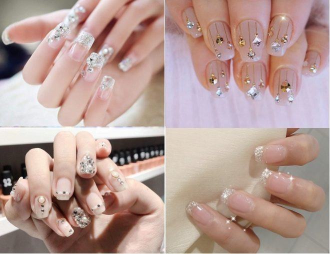 các mẫu nail đính đá cho cô dâu