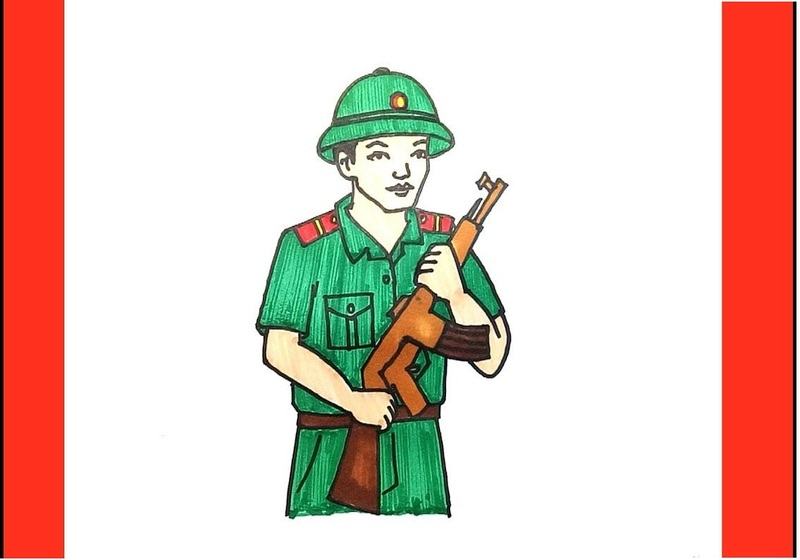 vẽ một người lính cầm súng