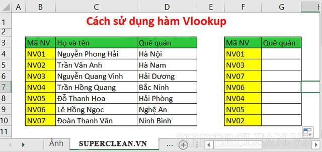 cách sử dụng vlookup