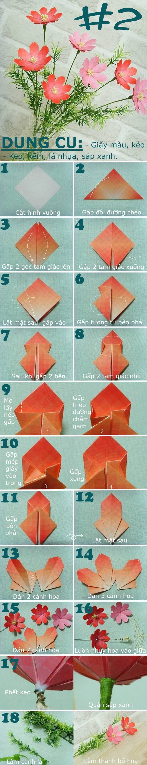 4 cách gấp hoa giấy không khó 2