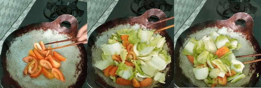cách làm bắp cải xào cà chua