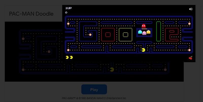 Pac-man - Trò chơi Google Doodle đưa bạn về tuổi thơ