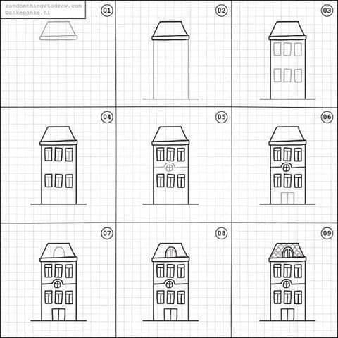 cách vẽ ngôi nhà 6