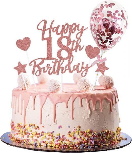 Bánh sinh nhật lần thứ 18 phủ sương màu hồng