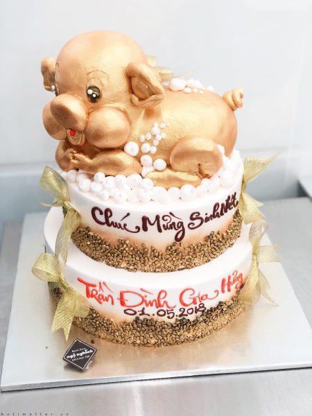 bánh sinh nhật con lợn cho người sinh năm con lợn vàng đơn giản