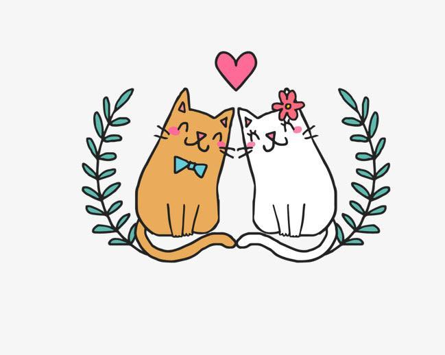 Một hình ảnh lãng mạn dễ thương của hai con mèo