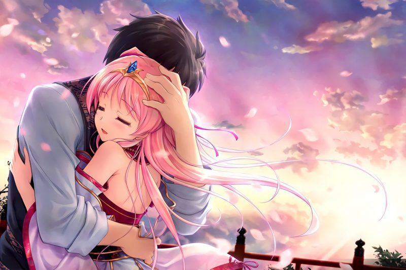 hình ảnh cái ôm tình yêu anime