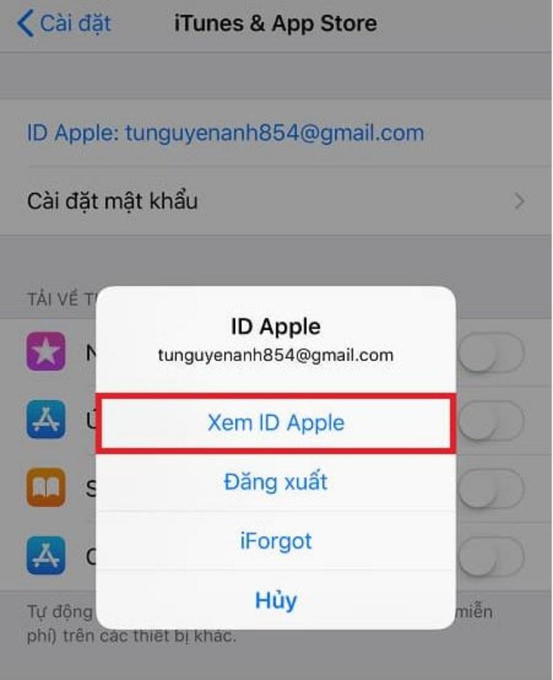 Vào cài đặt iPhone, chọn iTunes & Appstore