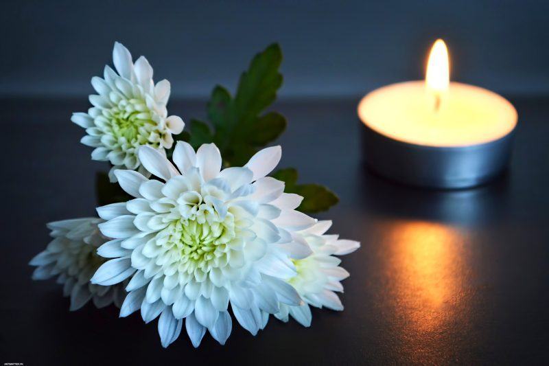 candles and white flowers