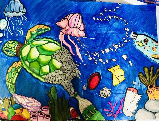 Vẽ tranh Vì môi trường tương lai, rác thải trong môi trường nước
