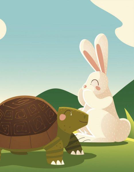 Bản vẽ 2D rùa và thỏ