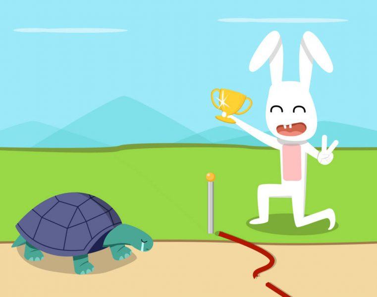 Hình ảnh chiến thắng của rùa và thỏ