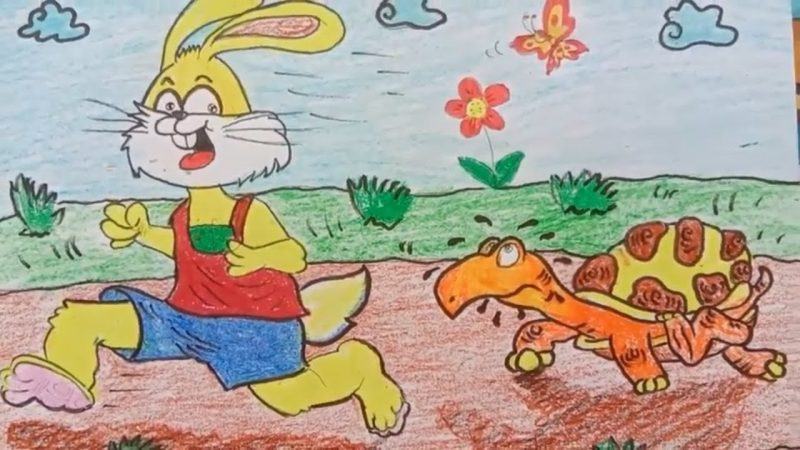 Vẽ con rùa và con thỏ bằng nét vẽ đơn giản