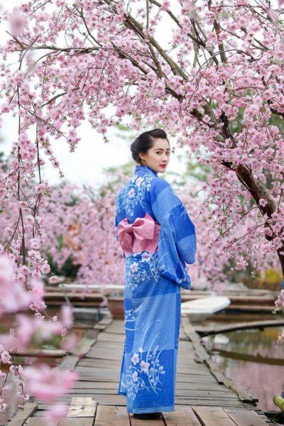 Hình ảnh đẹp về Kimono xanh