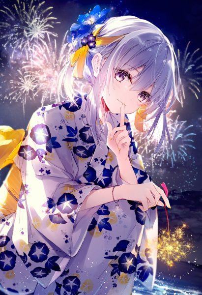 Hình ảnh Anime Girl mặc kimono
