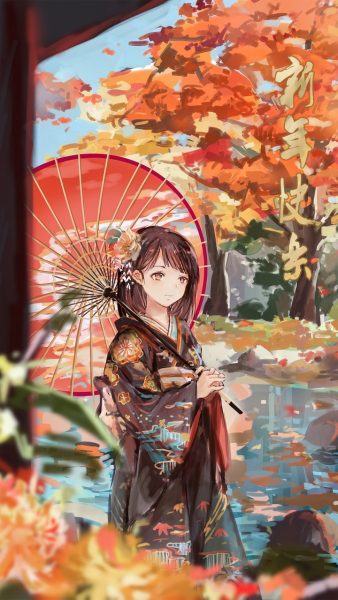Một nhân vật anime mặc kimono