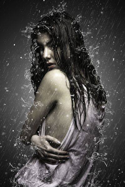 Hình ảnh cô gái mưa và lạnh