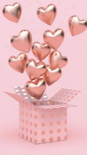 ảnh valentine hộp quà trái tim màu hồng