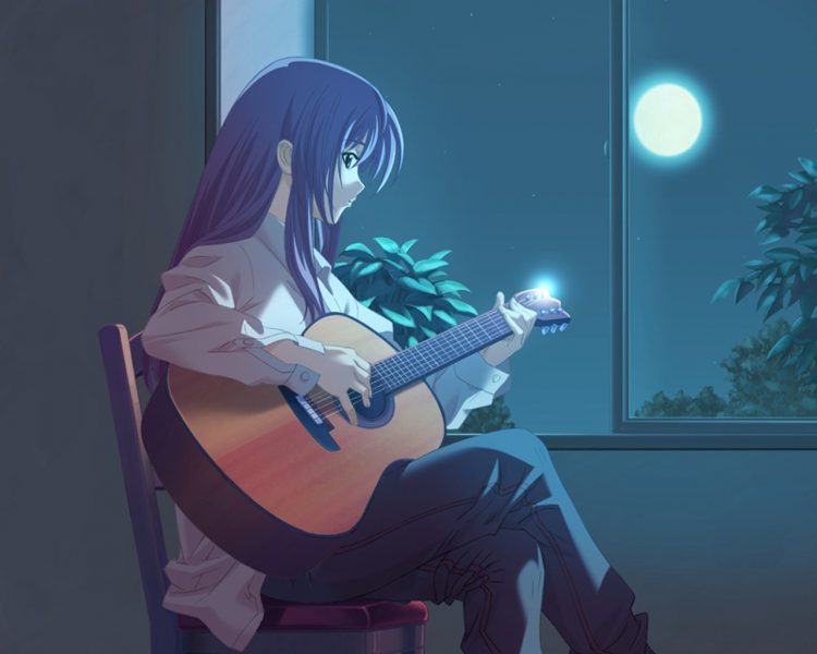 Hình ảnh cây đàn guitar buồn trong Anime