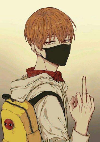 Anime male middle finger