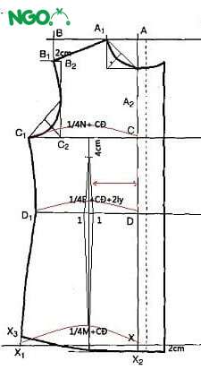 cách cắt áo sơ mi nữ 5