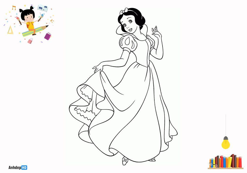 107 Tranh tô màu công chúa Bạch Tuyết xinh đẹp dễ tải dễ in Update 2023