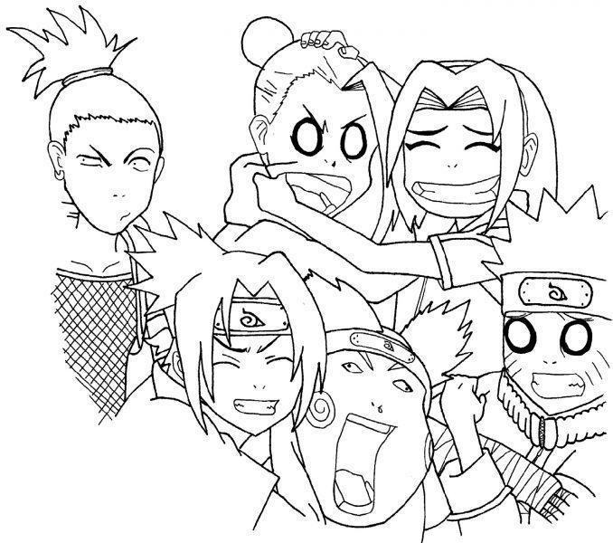 Tranh tô màu Naruto và những người bạn