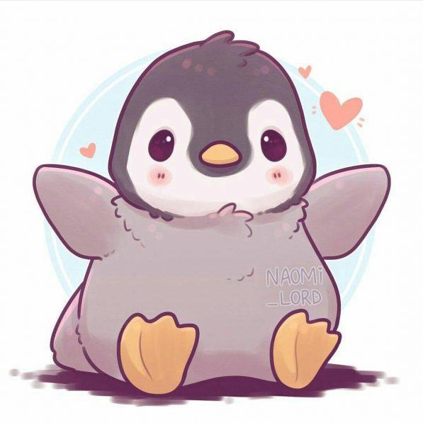 Hình ảnh anime dễ thương về chim cánh cụt