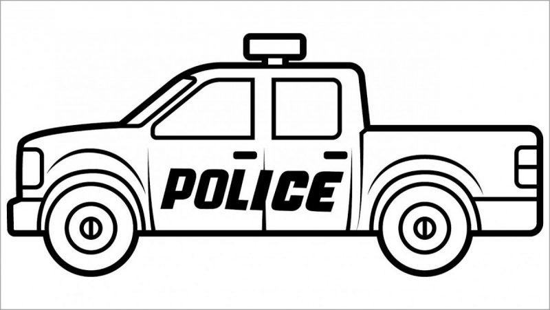 Một bản phác thảo của một chiếc xe cảnh sát và xe tải