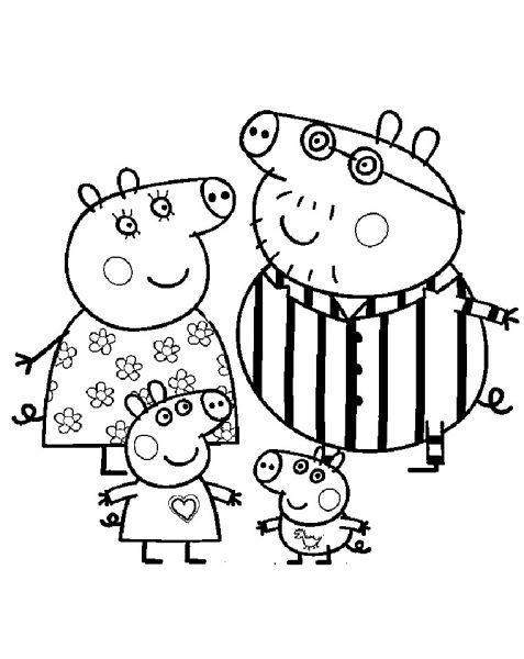 Tranh tô màu Peppa Pig vui vẻ cùng gia đình