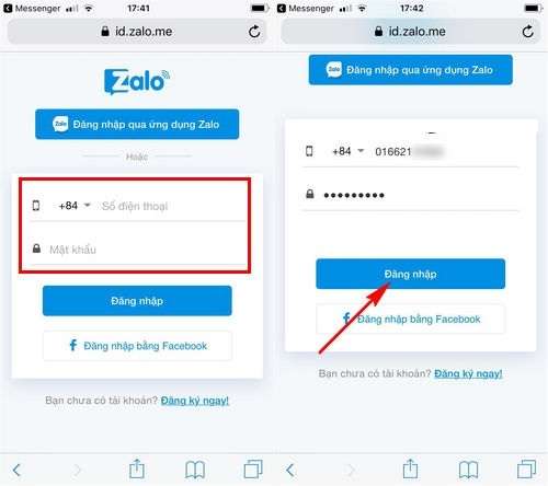 Đăng nhập tài khoản Zalo trên iPhone bằng website Zalo