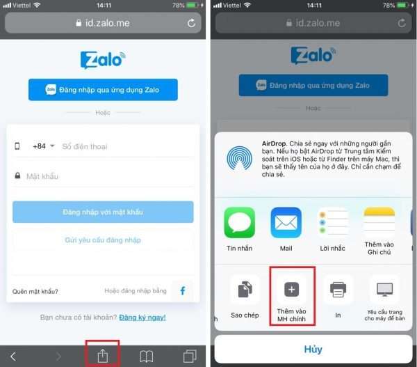 Tạo phím tắt truy cập Zalo Web trên iPhone