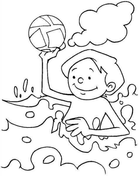 Vẽ một bức tranh về biển và một đứa trẻ đang chơi với một quả bóng
