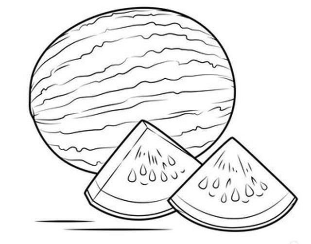 Vẽ một quả dưa hấu với hai miếng nhỏ