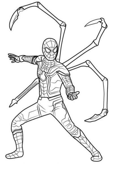 Tranh tô màu người nhện đeo vũ khí trên lưng