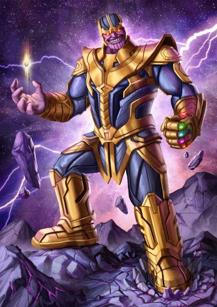 Hình ảnh Thanos mặc áo giáp vàng